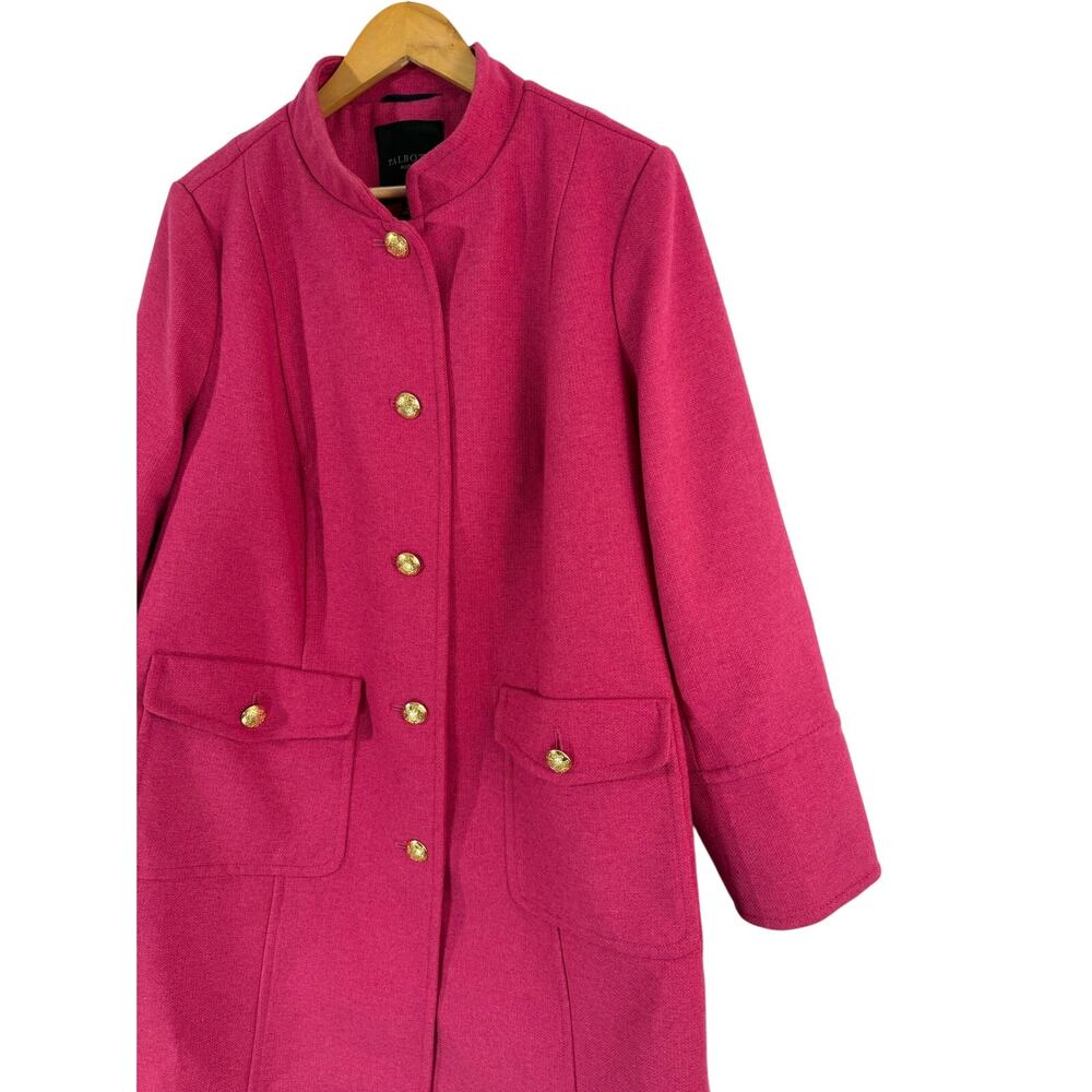 Talbots Pink Military Coat Women’s Plus Size 14W Wool Blend Gold Button Jacket - Picture 8 of 14